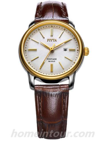 飞亚达LA8522.TYR女表金表系列-棕色表带/表径32mm