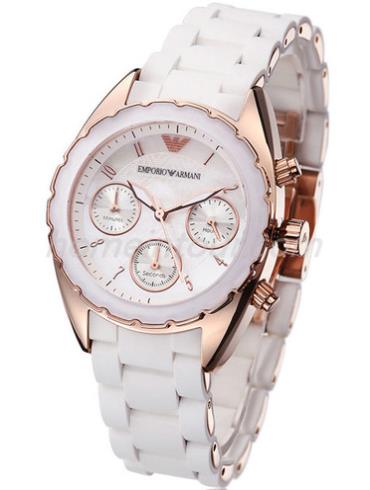 阿玛尼AR5945女表商务休闲系列-白色表带/表径34mm