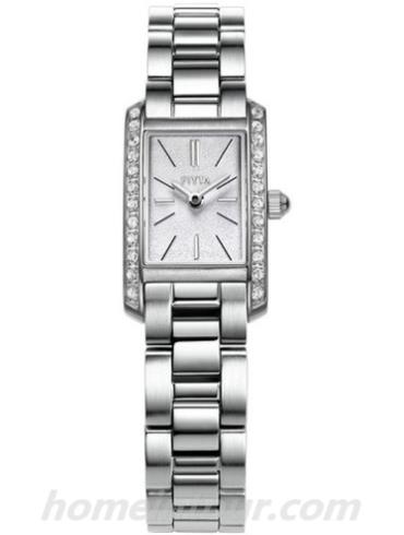 飞亚达L589.WWWD女表玲珑系列-银白色表带/表径28.0x16.9mm