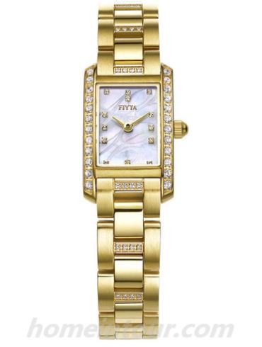 飞亚达L583.GWGH女表玲珑系列-金色表带/表径28.0x16.9mm