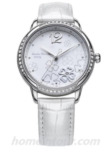 飞亚达L596.WWWD女表四叶草系列-白色表带/表径38mm