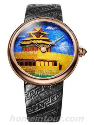 飞亚达E2110.PSB中性表艺系列-黑色表带/表径40mm