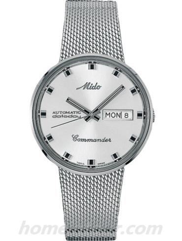 美度M8429.4.21.13男表指挥官系列-银色表带/表径37mm