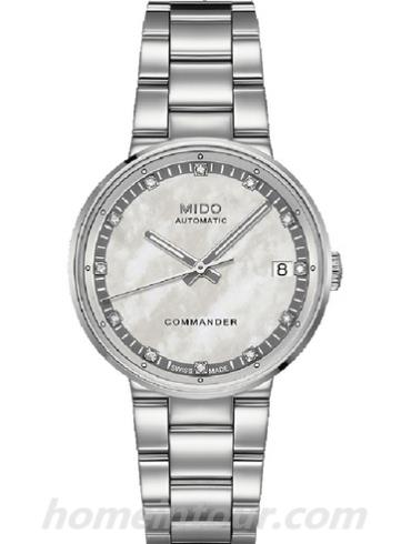 美度M014.207.11.116.00女表指挥官系列-银色表带/表径33mm