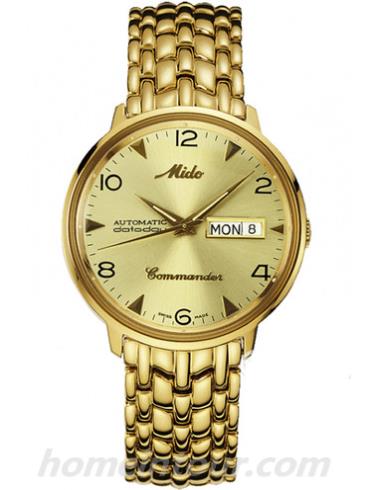 美度M8419.3.52.2男表指挥官系列-金色表带/表径37mm