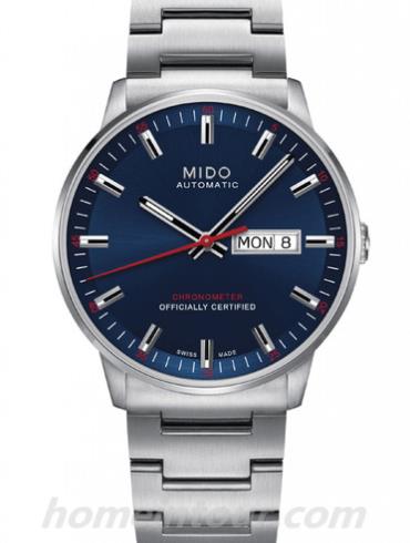 美度M021.431.11.041.00男表指挥官系列-银色表带/表径40mm