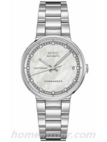 美度M014.207.11.116女表指挥官系列-银色表带/表径33mm