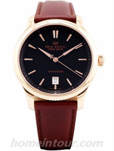 海鸥手表519.415男表商务运动系列-棕色表带/表径40mm