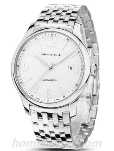 海鸥手表816.420White男表商务运动系列-银色表带/表径40mm