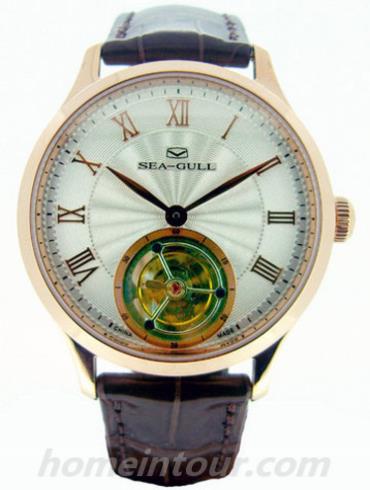 海鸥手表618.660男表陀飞轮金表系列-棕色表带/表径42mm