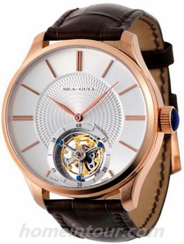 海鸥手表118.860白盘男表陀飞轮表系列-棕色表带/表径41mm