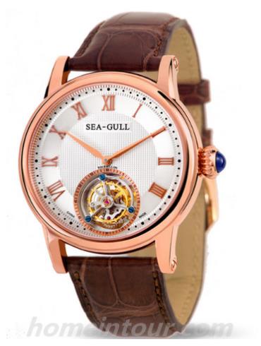 海鸥手表ST8260G男表陀飞轮金表系列-棕色表带/表径43mm
