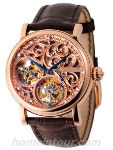 海鸥手表ST8080GKA男表陀飞轮金表系列-棕色表带/表径43mm