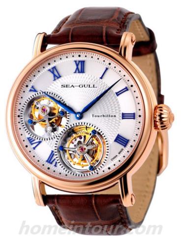 海鸥手表ST8080GC男表陀飞轮金表系列-棕色表带/表径43mm