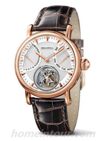 海鸥手表ST8004G男表陀飞轮金表系列-棕色表带/表径39mm