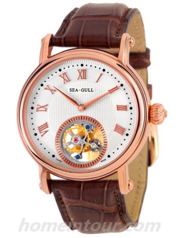 海鸥手表ST8000GA男表陀飞轮金表系列-棕色表带/表径37mm