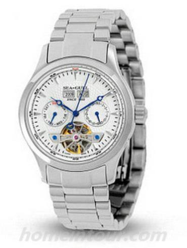 海鸥手表M161S_white男表商务运动系列-银色表带/表径39mm