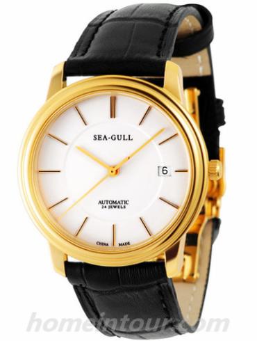 海鸥手表_M201SG男表商务运动系列-棕色表带/表径38mm