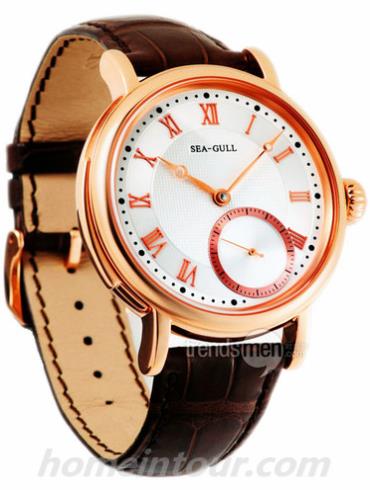 海鸥手表ST9100GD男表经典珍藏表系列-棕色表带/表径46mm