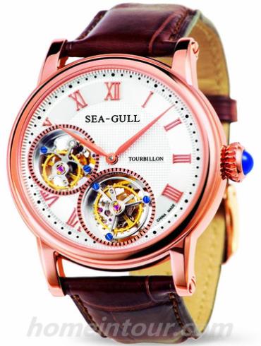 海鸥手表ST8080GA男表经典珍藏表系列-棕色表带/表径—mm