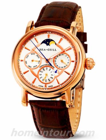 海鸥手表ST2590G男表经典珍藏表系列-棕色表带/表径42mm
