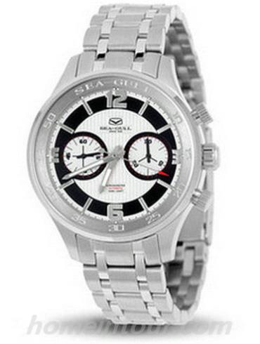 海鸥手表816.345男表计时码表系列-银色表带/表径43mm