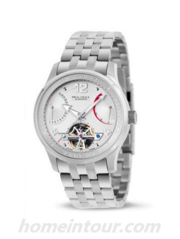 海鸥手表816.350_White男表陀飞轮金表系列-银色表带/表径40mm