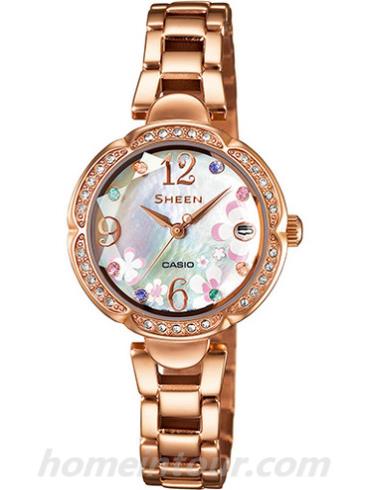 卡西欧SHE-4038PG-7AU女表SHEEN系列-表带/表径&#8211;