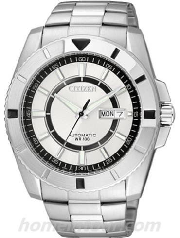 西铁城NP4000-59AB男表机械系列-银色表带/表径45mm