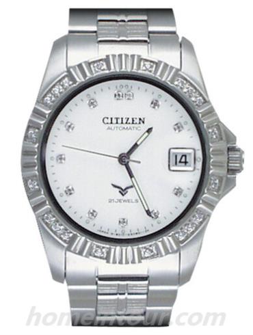 西铁城NJ2011-51A男表机械系列-银色表带/表径36mm