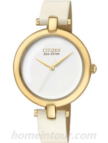 西铁城EM0252-06A女表光动能系列-乳白色表带/表径34mm