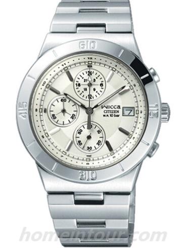 西铁城AN4000-51A女表Wicca系列-银色表带/表径&#8211;