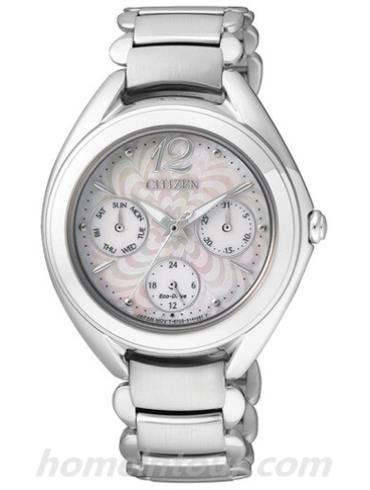 西铁城FD2020-54D女表光动能系列-银色表带/表径34mm