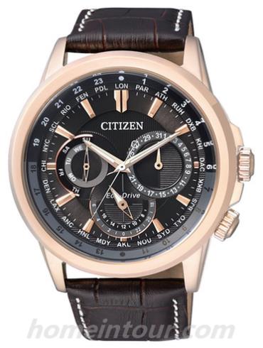 西铁城BU2023-12E男表光动能系列-棕色表带/表径44.3mm