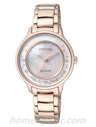 西铁城EM0382-51D女表光动能系列-玫瑰金色表带/表径30.4mm