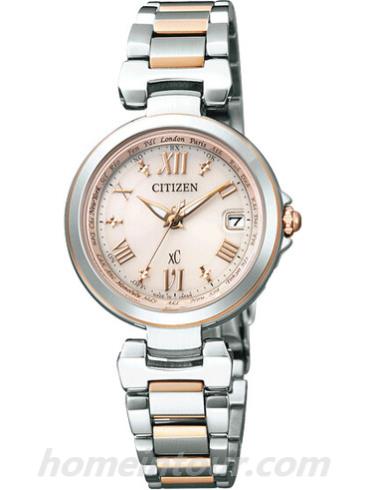 西铁城EC1034-59W女表光动能系列-间金色表带/表径27mm