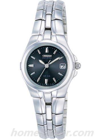 西铁城EW0040-61L女表光动能系列-银色表带/表径&#8211;