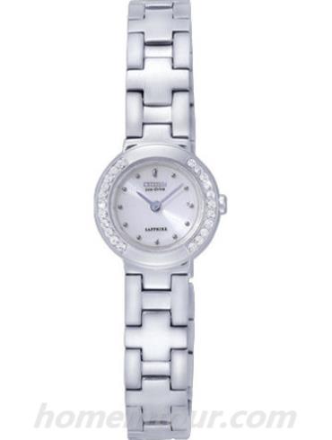 西铁城EG2120-58A女表光动能系列-银色表带/表径35x16mm