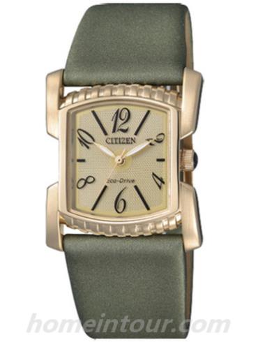 西铁城EW5333-14P女表光动能系列-绿色表带/表径28×23mm