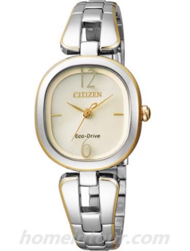 西铁城EM0184-55P女表光动能系列-间金表带/表径28×25mm