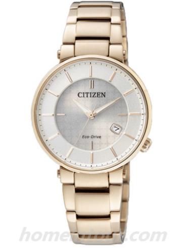 西铁城EW1792-51A女表光动能系列-金色表带/表径30mm