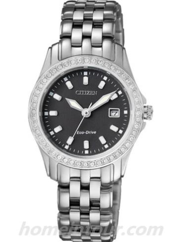 西铁城EW1900-51E女表光动能系列-银色表带/表径29mm