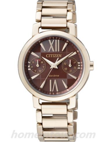 西铁城FD1002-51W女表光动能系列-金色表带/表径31mm