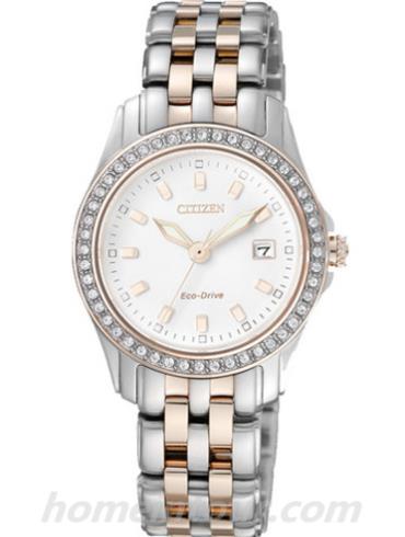 西铁城EW1904-50A女表光动能系列-间金表带/表径29mm