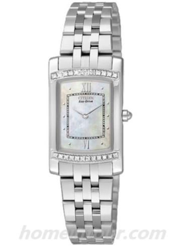 西铁城EG3120-79D女表光动能系列-银色表带/表径24×18mm