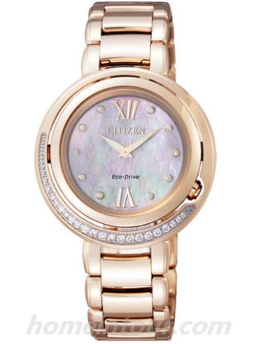 西铁城EX1123-55D女表光动能系列-金色表带/表径32mm