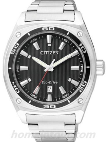 西铁城AW1040-56E男表光动能系列-银色表带/表径43mm