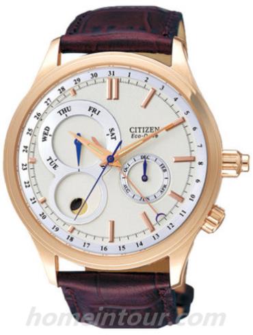 西铁城AP1046-02A男表光动能系列-棕色表带/表径41mm