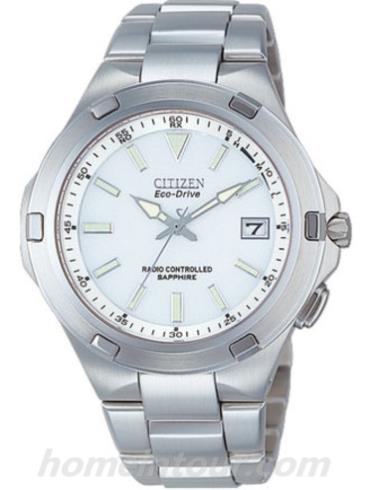 西铁城AS5000-71A男表光动能系列-银色表带/表径38mm