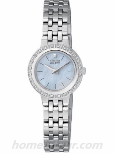西铁城EW9575-56D女表真钻系列-银色表带/表径&#8211;